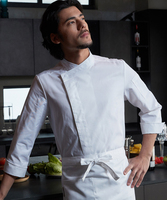 Veste de chef légère à manches courtes, revers retroussés, polyester et coton, séchage rapide, respirante, uniforme de chef T/C 80/20, cuisine, unisexe