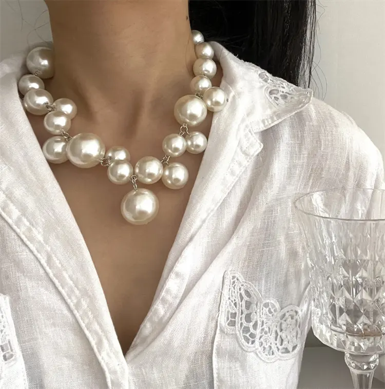 Einfacheres Design Barque Chunky Abs Perlenkette Halsreif für Frauen