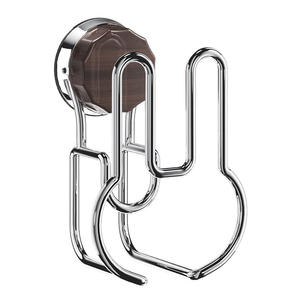 Crochet mural à ventouse finition chromée couleur grain de bois, support de rangement multifonctionnel sans perçage pour salle de bain et toilettes - Product Image 2