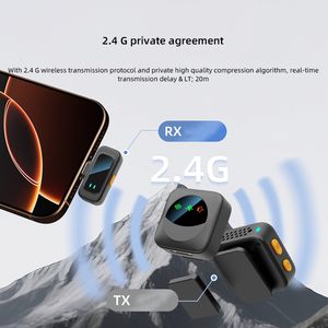 ไมโครโฟนลาวาเลียร์ไร้สาย2 SX36พร้อมขั้วต่อสายไลท์นิ่งแบบ C 2ลากหน้าจอ LED ลดเสียงรบกวนสำหรับพอดคาสต์ Vlog ผู้สร้าง - Product Image 3