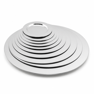 Assiette de Présentation Ronde Multicolore en Métal pour Mariage, Luxe Or Argent, Assiette de Banquet en Acier Inoxydable Poli Miroir, Assiette de Dîner - Product Image 1