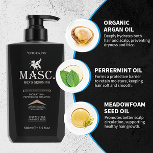 Shampoo antipelliculaire à la menthe, ingrédients naturels sans sulfate, vente en gros, marque privée, huile d'argan, hydratant, soin capillaire bio - Product Image 1