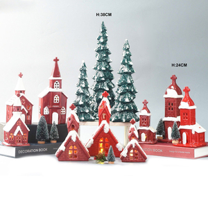 Red Color Ceramic <strong>Christmas</strong> <strong>House</strong> With Led Lighted Ceramic <strong>Christmas</strong> <strong>Village</strong> <strong>Houses</strong> - Product Image 2