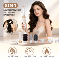 Ensemble de sèche-cheveux professionnel 8 en 1, 110000 tr/min, filtre magnétique sans balais, verrouillage de sécurité, pas de dommages causés par la chaleur, brosse à air chaud pour le volume des racines