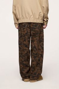 Pantaloni <span class=keywords><strong>Cargo</strong></span> da uomo di alta qualità stile Vintage in tinta unita in cotone ampio ampia vestibilità <span class=keywords><strong>verde</strong></span> nero mimetico pantaloni Casual sul davanti piatto - Product Image 5