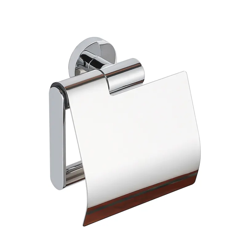 Brass Toilet Roll Holder With Stainless Steel Cover Wall Mounted Bathroom Waterproof Tissue Paper Holder