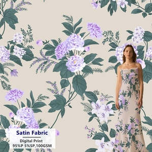 Ánh Sáng Satin 95gsm Tùy Chỉnh 95% Polyester 5% Spandex Kỹ Thuật Số In Lớn Hoa Dệt Lụa Satin Vải Cho Đảng Ăn Mặc - Product Image 5