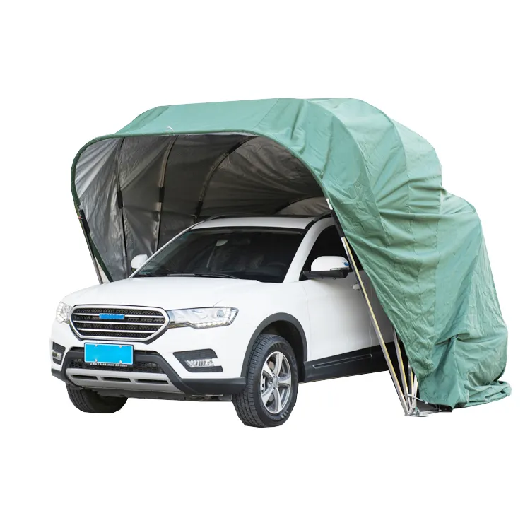 Retractable Carport Small-Medium Size Weatherproof Foldable Car Shelter Completely Folded on Ground