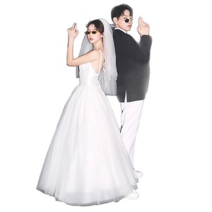 French Strap Light Wedding Dress White Elegant Temperament Engagement Registration Slim Couple Photography <strong>Clothes</strong> - Product Image 5