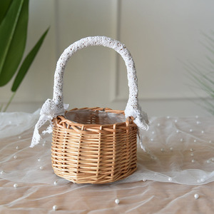 Flower <b>baskets</b> for flower girls, wedding hand-held ornaments, living room flower arrangements, fresh flowers, floral materials, - Product Image 4