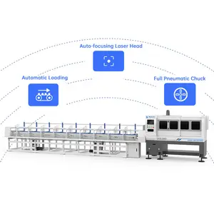 Burr free thin stainless steel ss ms pipe laser metal tube cutting machine with auto loading and feeding system