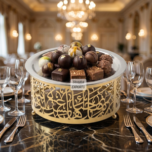 2026 Tahura Exports <b>Gold</b> Filigree Chocolate <b>Serving</b> <b>Tray</b> With Polished Metal Finish Elegant Design For Food Presentation Wedding - Product Image 1