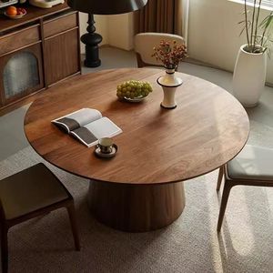 Mesa de comedor redonda de madera maciza de estilo chino clásico con pedestal resistente y <span class=keywords><strong>Lazy</strong></span> <span class=keywords><strong>Susan</strong></span> para el hogar comedor muebles de sala de estar - Product Image 6