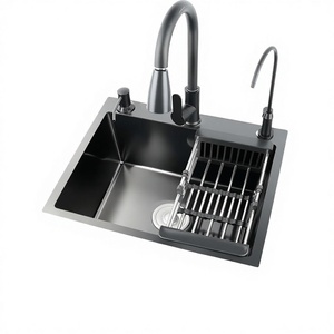 Lavello da <span class=keywords><strong>cucina</strong></span> NEXGRAND nero 50x45cm con rubinetto estraibile e accessori multipli in acciaio inossidabile per cucine - Product Image 1