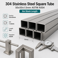 Tube carré sans soudure en acier inoxydable 304 pour cadres de meubles, balustrades, rampes d'escalier, finition brossée et miroir