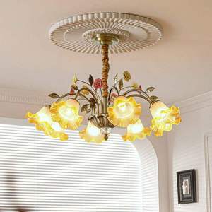 Lustre en fer et verre de style français, <span class=keywords><strong>LED</strong></span>, pour <span class=keywords><strong>salon</strong></span>, design artistique, éclairage vintage, nouveau modèle, style pastoral romantique - Product Image 1
