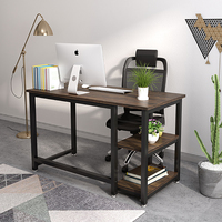Bureau d'ordinateur de style industriel moderne pour la maison et le bureau, petit bureau d'étude avec étagères de rangement en bois
