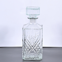 Bouteille à spiritueux en verre de luxe personnalisée, transparente, 700 ml, 800 ml, gravure en relief, cristal, carrée, pour whisky