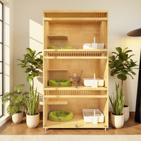 Villa pour chat en bois massif écologique, moderne, pliable, avec cage en verre, style nid, pour plusieurs chats, toutes saisons