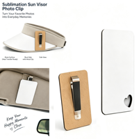 Clip de pare-soleil de voiture en bois/MDF vierge pour sublimation, revêtement brillant, écologique, fait main, personnalisation photo familiale