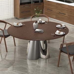 Diseños de <span class=keywords><strong>mesa</strong></span> de comedor de losa de tablón de <span class=keywords><strong>madera</strong></span> gruesa redonda ultra moderna en forma ovalada Acacia <span class=keywords><strong>madera</strong></span> de color caoba - Product Image 3
