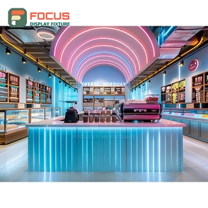 Integrated Coffee Display Cabinet Glass Front Bean <b>Shelf</b> Storage Zone Walnut Cafe Display Cabinet - Product Image 5