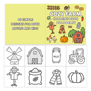 Livre de <span class=keywords><strong>coloriage</strong></span> de dessin animé de ferme confortable personnalisé en usine pour enfants livre de poche de 40 pages avec du matériel en carton de papier d'art - Product Image 4