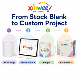 <span class=keywords><strong>Tazas</strong></span> de Cerámica Cruda Sin Hornear, Cerámica Sin Esmaltar Pintada Bajo Esmalte, Semiterminadas, Hechas a Mano, Kits de Té DIY, Placas de Cerámica Blanca - Product Image 5