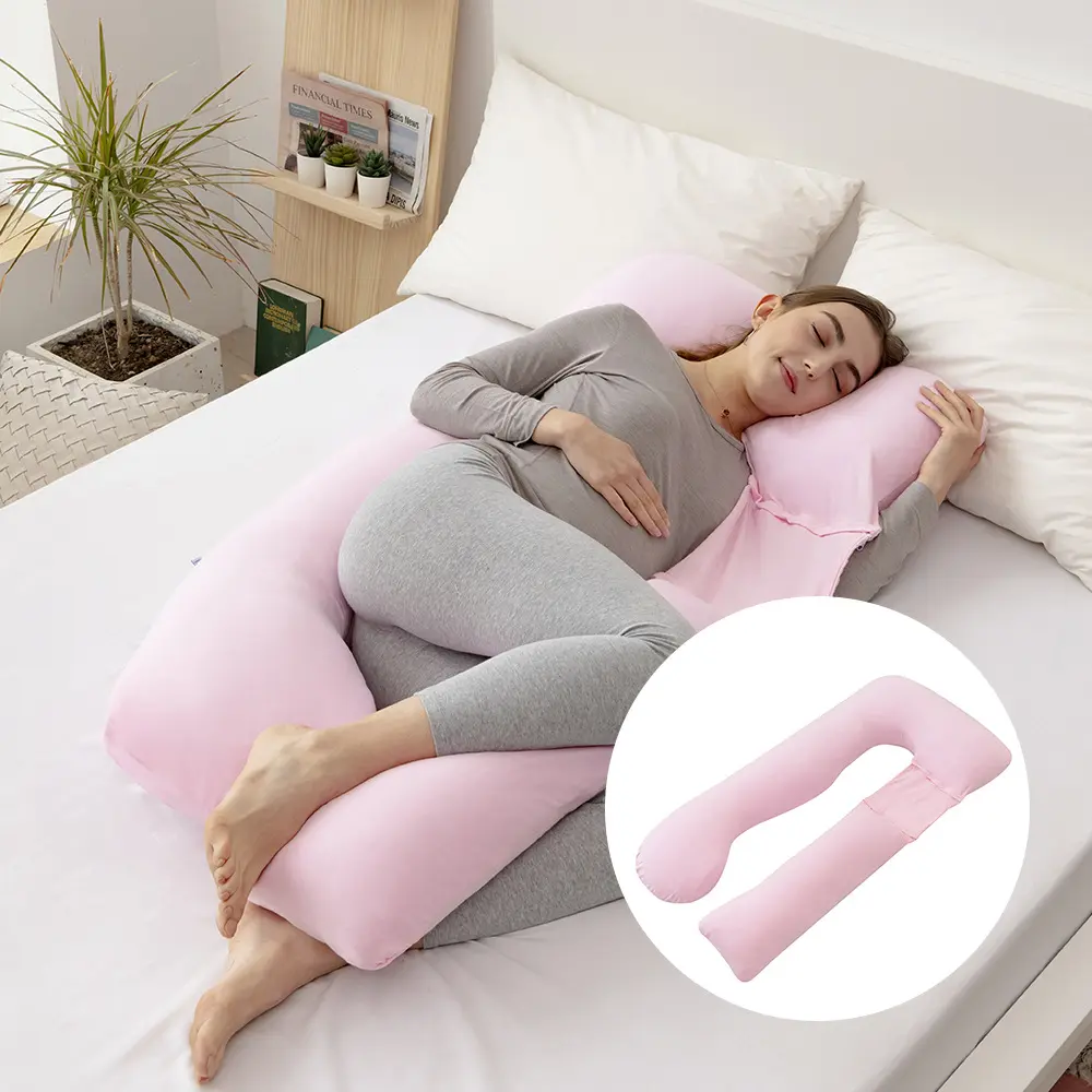 新デザインU字型ボディスロー枕多機能ピンクマタニティ枕