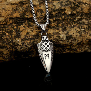 Collar con colgante de lanza vikinga de acero inoxidable yunnique, joyería de regalo para hombre, cadena de color acero - Product Image 2