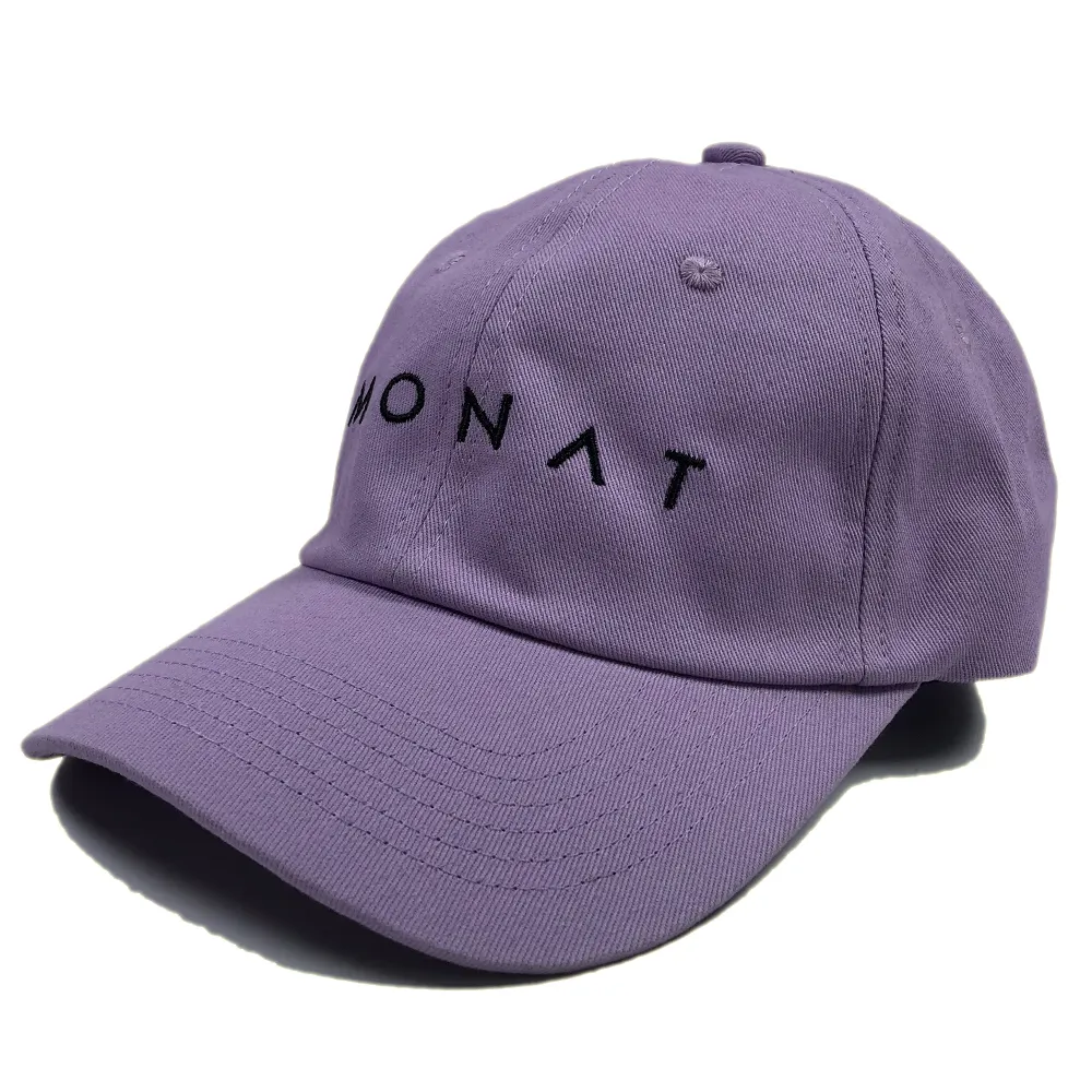 Topi ungu perjalanan musim panas profil rendah kualitas Premium untuk wanita pita desain bordir katun kustom topi bisbol perempuan