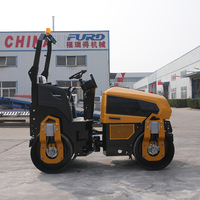Rouleau vibratoire FURD avec moteur Kubota, double tambour, système entièrement hydraulique, engin de construction, compacteurs de routes