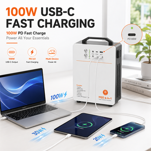 Station d'alimentation portable 6-en-1 3,2 V LiFePO4 avec chargeur AC MPPT intégré MSS, charge rapide PD et onduleur pour camping-car et alimentation d'urgence domestique - Product Image 5