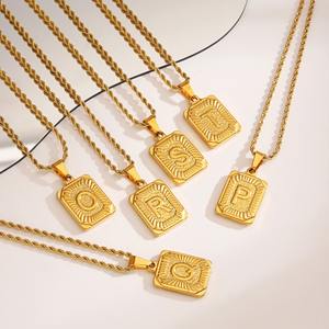 Collier en acier inoxydable plaqué or 18 ct étanche A-Z 26 lettres Initial pour femmes filles pendentif tour de cou fournisseur de bijoux - Product Image 3