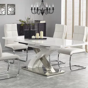 Italian Model Dining Table in Dining Room Furniture Modern Extension High Gloss Luxury MDF Butterfly Home Furniture Contemporary