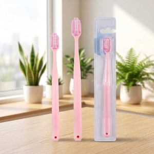 Adult Manual Toothbrush Ultra Soft Bristles Pink Small Head Gentle Gum Care for Sensitive Gums Daily Oral Hygiene