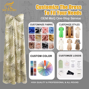 Abiti Estivi da Donna in <span class=keywords><strong>Cotone</strong></span> e Poliestere, Tinta Unita, Colore Oliva, Lunghezza <span class=keywords><strong>Midi</strong></span>, Taglie Plus, in Raso - Product Image 1