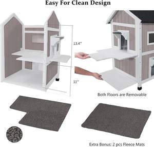 Casa para Gatos de Madera Maciza de 2 Pisos para Exteriores, Moderna Casa para Mascotas con Escaleras y Ventana, Refugio para Gatitos - Product Image 4