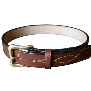Ceinture en cuir de vachette personnalisée BS INTERNATIONAL avec boucle carrée en acier motif crâne, motif uni, écologique, respirante, légère, 3,8 cm - Product Image 2