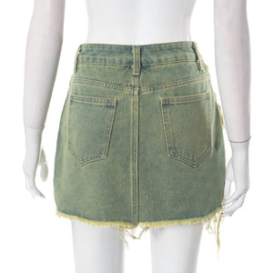 Cross Border Summer New Falda <span class=keywords><strong>corta</strong></span> de mezclilla de chica picante de calle <span class=keywords><strong>con</strong></span> bordes sexy y de moda para mujer - Product Image 4
