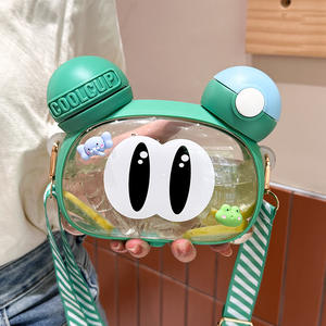 Linda Taza de Agua Ecológica de Material PP para Adultos con Doble Pajita, Diseño de Dibujos Animados, Apta para Agua Hirviendo, Botella Portátil - Product Image 3