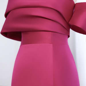 Mily <span class=keywords><strong>M</strong></span>-ASQ013 de mariée Chic hors épaule sirène haute fente robes de soirée Satin sans bretelles avec pli robes de soirée simples - Product Image 5