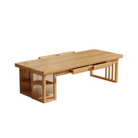 Bureau d'écriture au design simple, grand format, en bois massif avec tiroirs et rangements, bureau à domicile avec grande surface de travail pour le salon