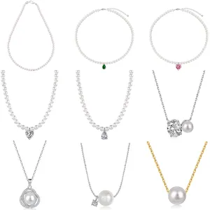 Cổ Điển Cuba Zircon Không Thấm Nước 18K Vàng S925 Sterling Silver Bạc Vòng Cổ Chuỗi Vòng Cổ Choker Mặt Dây Chuyền Dây Chuyền Thiết Lập Đồ Trang Sức Phụ Nữ