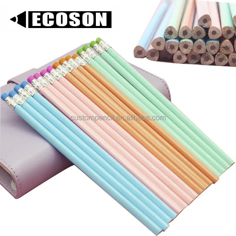 Printed New Wood HB Student Pencils With Erasers Can Be Customized Logo And Colors Big Triangle Pencil