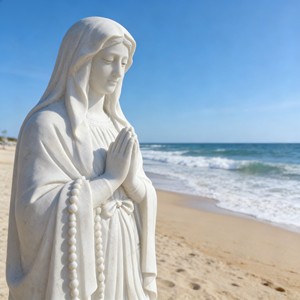 Estatua Religiosa de la Virgen María de Tamaño Real, Hecha a Mano, de Mármol Blanco Natural Europeo, para Jardín o Iglesia - Product Image 3