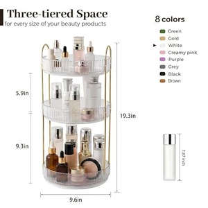 Luxury Cosmetic Storage Rack Transparent Makeup Holder Gold Tone Bathroom Organizer Vanity <b>Display</b> <b>Stand</b> - Product Image 2