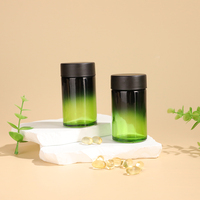 Bouteilles en verre dégradé vert et noir personnalisées de 60 ml avec bouchon à vis pour capsules, vitamines, compléments alimentaires, comprimés