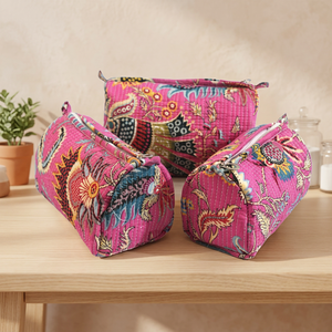 Large Capacity Eco-Friendly Printed Canvas Cotton Simple Makeup Organizer <b>Case</b> Open Closure Bag <b>PC</b> Makeup Box - Product Image 3