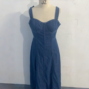 <span class=keywords><strong>Vestido</strong></span> Largo <span class=keywords><strong>Vaquero</strong></span> de Verano para <span class=keywords><strong>Mujer</strong></span>, Modelo J230, Ligero, con Tirantes, Corte Ajustado, Estilo Casual y Moderno - Product Image 4